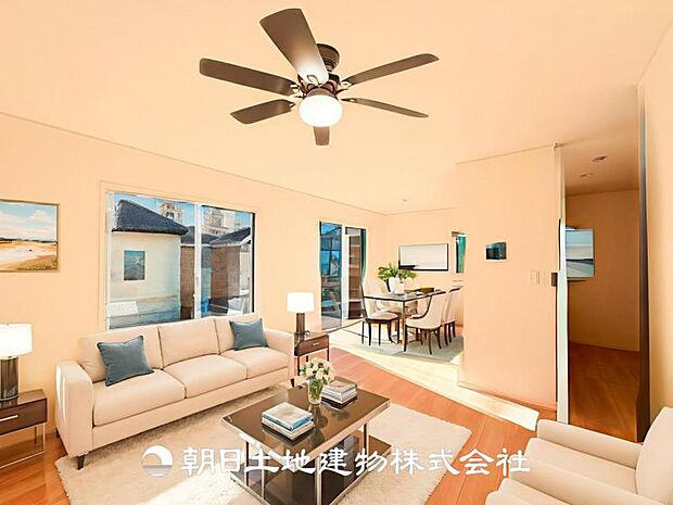 【LDK (約16帖)】※画像は実際の室内写真をもとに、家具・調度品の配置例をCG合成したもので、実際とは多少異なります。また、家具等は販売価格に含まれません。