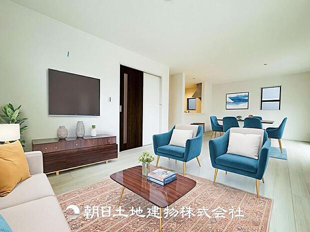【LDK (約20.75帖)】※画像は実際の室内写真をもとに、家具・調度品の配置例をCG合成したもので、実際とは多少異なります。また、家具等は販売価格に含まれません。