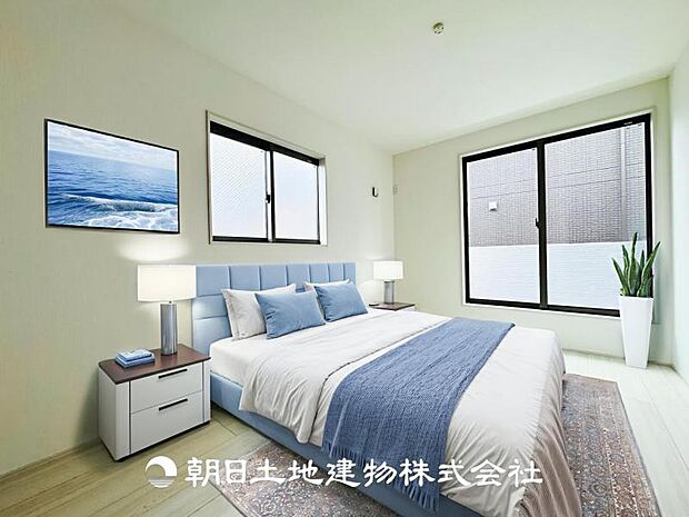 【寝室 (約7.25帖)】※画像は実際の室内写真をもとに、家具・調度品の配置例をCG合成したもので、実際とは多少異なります。また、家具等は販売価格に含まれません。