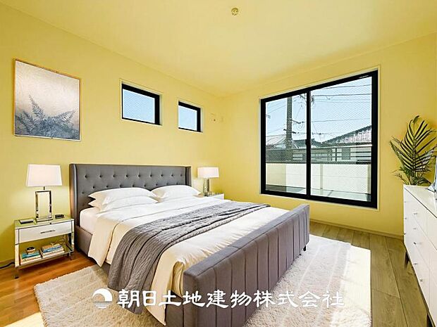 【寝室 (約6.9帖)】※画像は実際の室内写真をもとに、家具・調度品の配置例をCG合成したもので、実際とは多少異なります。また、家具等は販売価格に含まれません。