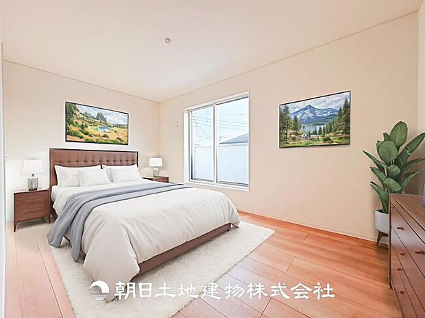 【寝室 (約8帖)】※画像は実際の室内写真をもとに、家具・調度品の配置例をCG合成したもので、実際とは多少異なります。また、家具等は販売価格に含まれません。