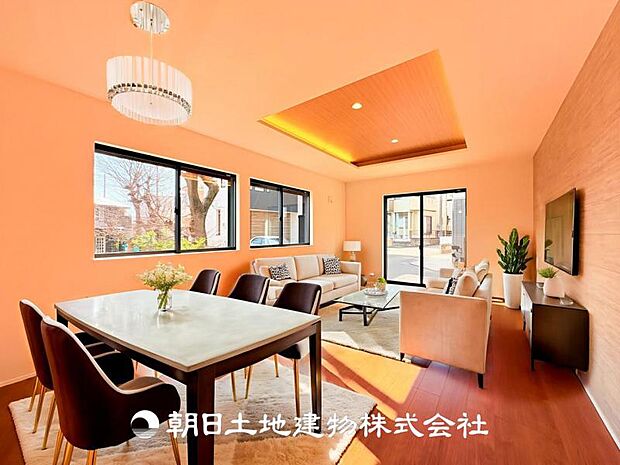 【LDK (約17.8帖)】※画像は実際の室内写真をもとに、家具・調度品の配置例をCG合成したもので、実際とは多少異なります。また、家具等は販売価格に含まれません。