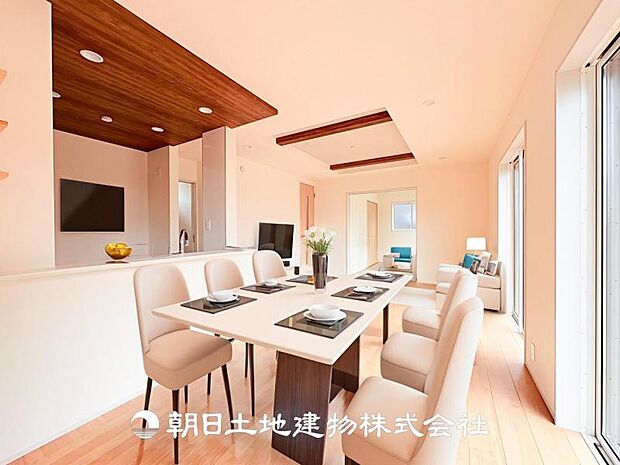 【LDK (約17.125帖)】※画像は実際の室内写真をもとに、家具・調度品の配置例をCG合成したもので、実際とは多少異なります。また、家具等は販売価格に含まれません。