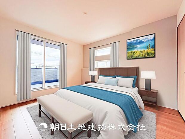 【寝室 (約7帖)】※画像は実際の室内写真をもとに、家具・調度品の配置例をCG合成したもので、実際とは多少異なります。また、家具等は販売価格に含まれません。
