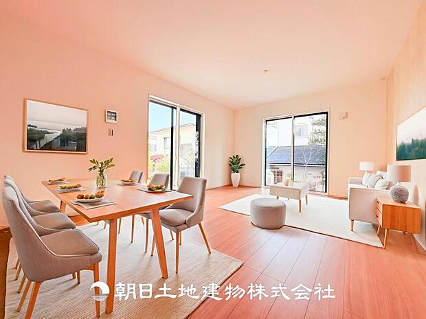 【LDK (約17帖)】※画像は実際の室内写真をもとに、家具・調度品の配置例をCG合成したもので、実際とは多少異なります。また、家具等は販売価格に含まれません。