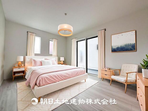 【寝室 (約7.9帖)】※画像は実際の室内写真をもとに、家具・調度品の配置例をCG合成したもので、実際とは多少異なります。また、家具等は販売価格に含まれません。