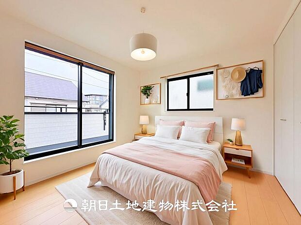 【寝室 (約7帖)】※画像は実際の室内写真をもとに、家具・調度品の配置例をCG合成したもので、実際とは多少異なります。また、家具等は販売価格に含まれません。