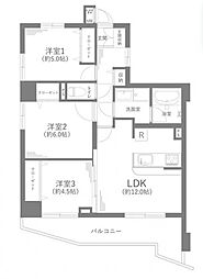 朝日プラザ本厚木 3LDKの間取図画像