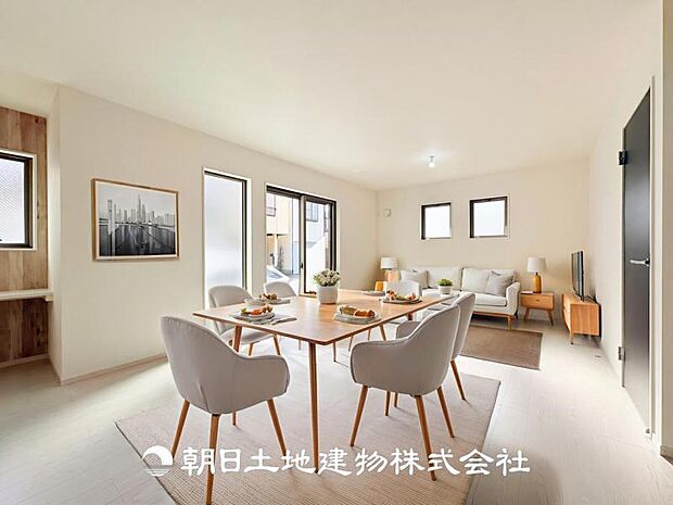 【LDK (約19.7帖)】※画像は実際の室内写真をもとに、家具・調度品の配置例をCG合成したもので、実際とは多少異なります。また、家具等は販売価格に含まれません。