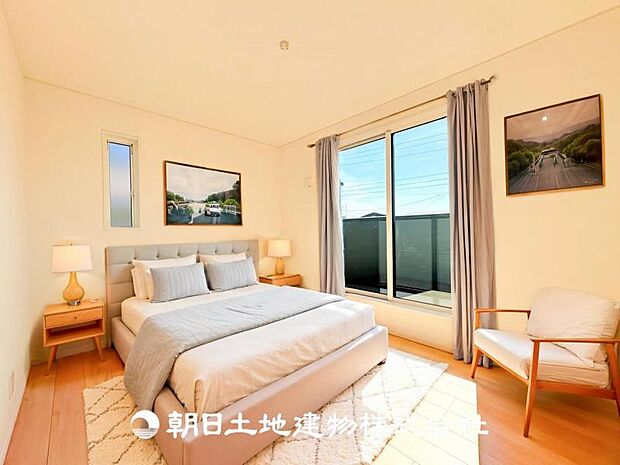 【寝室 (約6.5帖)】※画像は実際の室内写真をもとに、家具・調度品の配置例をCG合成したもので、実際とは多少異なります。また、家具等は販売価格に含まれません。