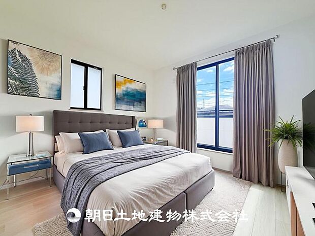 【寝室 (約6.06帖)】※画像は実際の室内写真をもとに、家具・調度品の配置例をCG合成したもので、実際とは多少異なります。また、家具等は販売価格に含まれません。