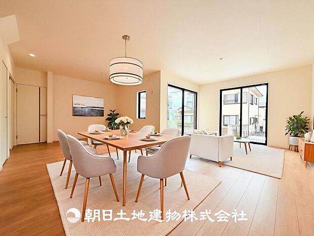 【LDK (約25.5帖)】※画像は実際の室内写真をもとに、家具・調度品の配置例をCG合成したもので、実際とは多少異なります。また、家具等は販売価格に含まれません。