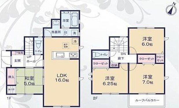 【間取り図】和室はホール側とLDK側から出入りできる2WAY動線。急な来客時にも重宝します。