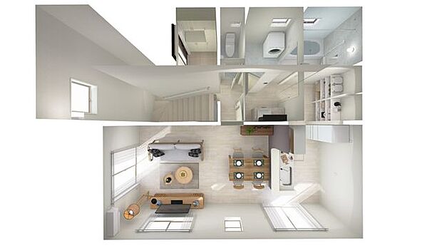 【1階立体パース】暮らしの動線をイメージできる1階立体パースです。※家具調度品等は販売価格に含まれません。実際とは異なる場合があります。