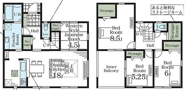 【間取図/2号棟】収納豊富な4SLDK。南向き＆全居室2面採光につき、採光・通風を確保しやすそうです。