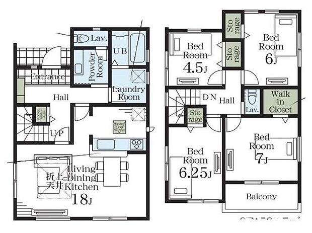 【間取図/3号棟】収納豊富な4LDK。玄関から洗面室・パントリーを通って、キッチンへとアクセスできます。南向き＆全居室2面採光につき、採光・通風を確保しやすそうです。