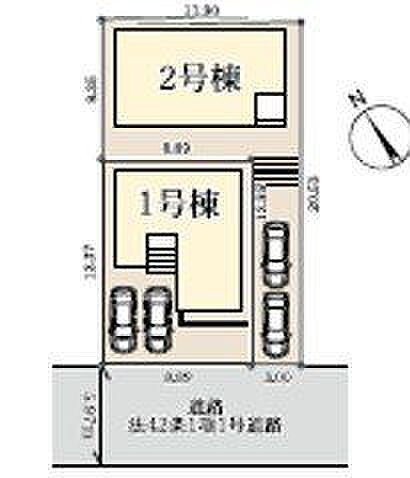 【区画図/2号棟】南西向きの住宅です。駐車場2台(車種による)可能。総武本線「都賀」駅まで徒歩10分と、通勤通学に便利な立地です。通勤・通学にも便利。長期優良住宅取得物件です。
