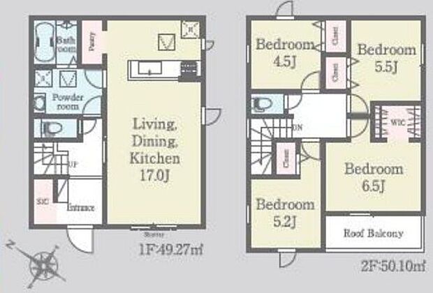 【間取図】暮らしの中心となるLDKは約17.0帖。全居室に収納が備わっており、お部屋をすっきりと保つことができそうです。