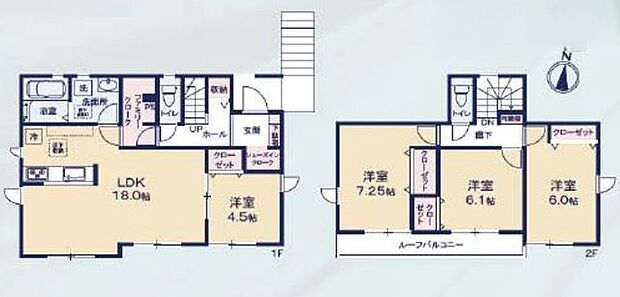 【間取図】全居室南向きで、たっぷりの陽光注ぐ4LDKです。ファミリークローク含む、全居室収納付きで、暮らし整う住まいです。