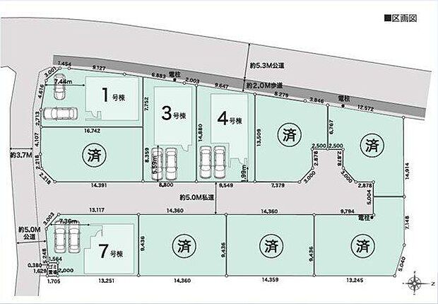【全体区画図】街区の中心に開発道路が配された全10区画。「生実学校下」停まで徒歩5分、JR京葉線「蘇我」駅バス乗車9分の立地です。