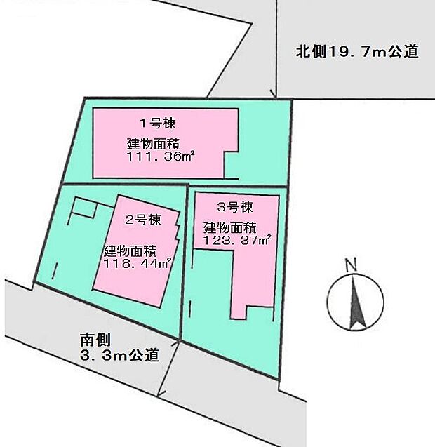 ■前面道路は南側3．4ｍ公道で陽当り良好