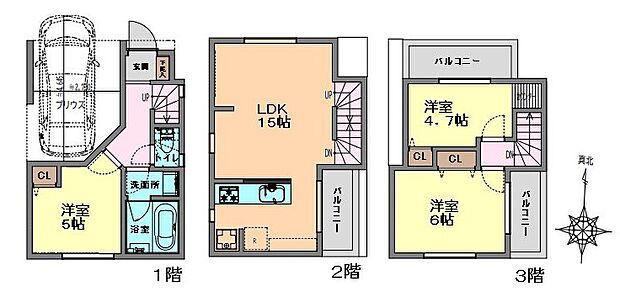 ■建物面積：79．29平米の3ＬＤＫタイプ+車庫付き新築戸建