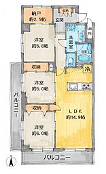 江古田サニーハイツ 3SLDKの間取図画像