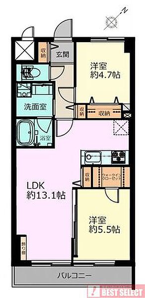 ■3階部分の南東向き住戸で陽当り良好■専有面積：54．00平米の2ＬＤＫ