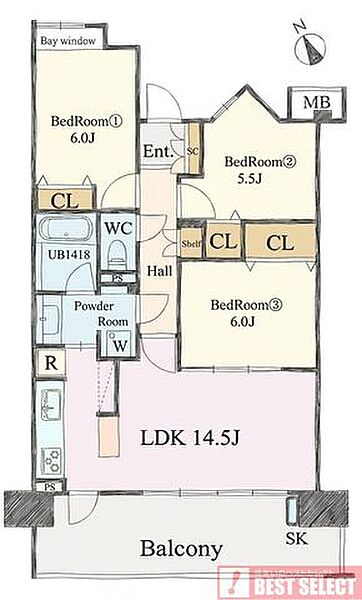 ■専有面積：71．65平米の3ＬＤＫ
