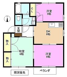 アベニューミキＣ 2階3DKの間取り