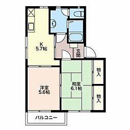 コート岡田屋Ｅ 2階2Kの間取り