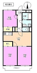 ベルクレール塩入 3階3LDKの間取り