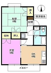 アーバンタウン北沢　A・B 2階2DKの間取り