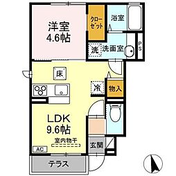 グランディールT E棟 1LDKの間取図画像