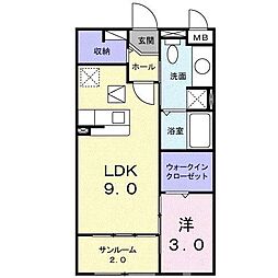グレイスヴィラ川中島A 1LDKの間取図画像