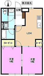 クレストヴィレッジ 2LDKの間取図画像