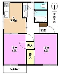 ラプラス東山アレイ 2Kの間取図画像