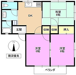 コーポラスターB 3DKの間取図画像