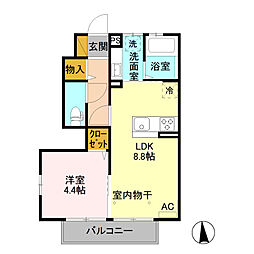 カサデコラル 1LDKの間取図画像
