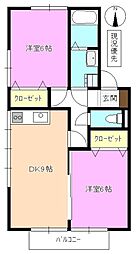 プラン・デスポワール 1階2DKの間取り