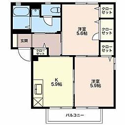 フォーレスパルＫ　Ｃ棟 1階2Kの間取り