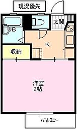 ラピス21 2階1Kの間取り