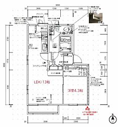 パルレ平林　A棟 1階1LDKの間取り