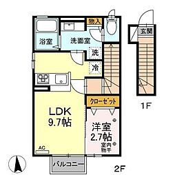 ベルフール 1LDKの間取図画像