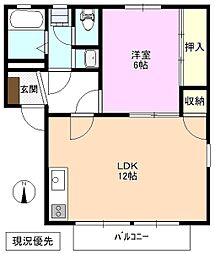 モンフレールA 1LDKの間取図画像