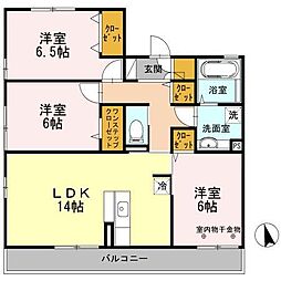 ラメゾンドゥソア 3LDKの間取図画像