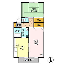 グレイスランドB 2DKの間取図画像