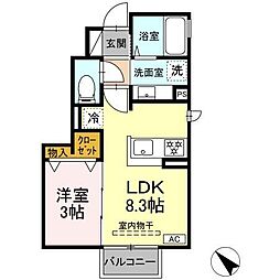 トリシア小山W 1LDKの間取図画像