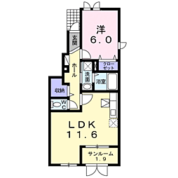 フィオーレ 1LDKの間取図画像