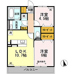 ラ・フェリーチェ 2LDKの間取図画像